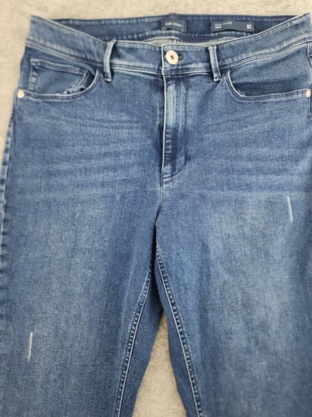 J. Jill Size 10 | Kick Flare Ankle Jeans Womens Blue Raw Hem Stretch Denim Pants